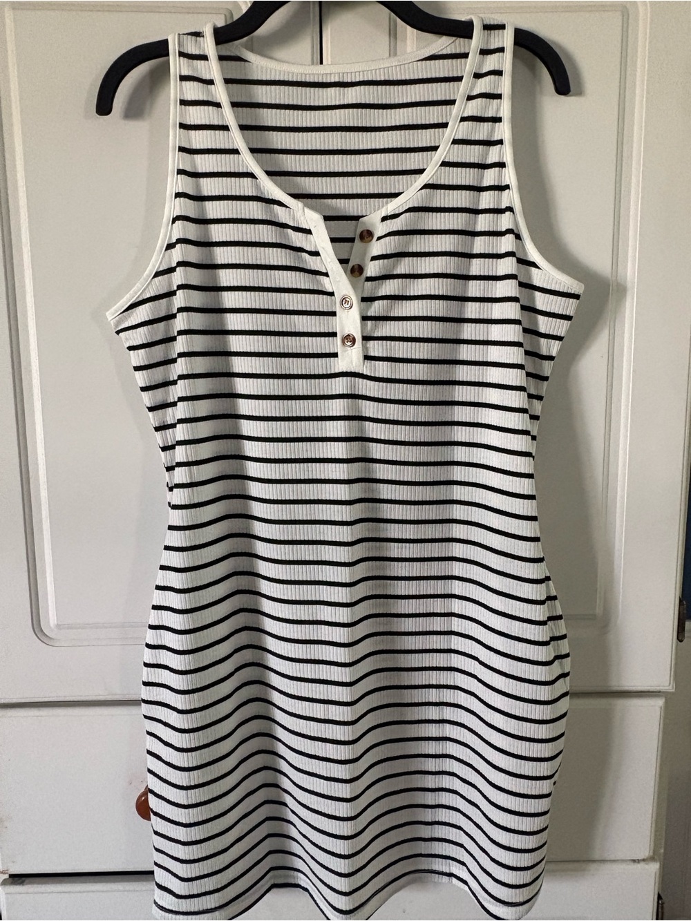 C Label Black and White Striped Tank Dress